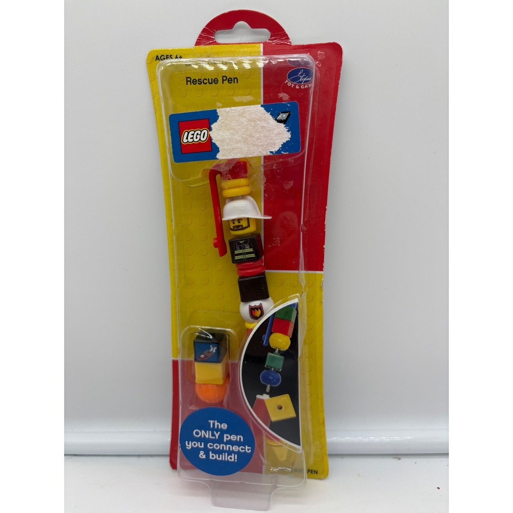 Vintage LEGO City Rescue Ballpoint Pen Connect & Build Firefighter Minifigure